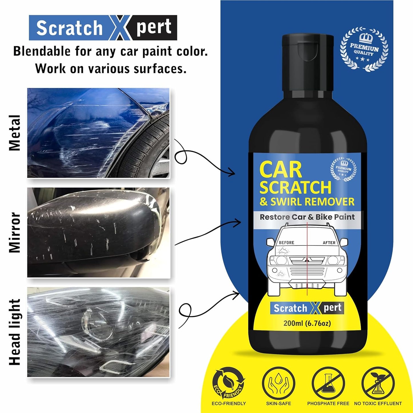 Car Body Scratch Remover for All Colors (Pack of 2)| Ultimate Car Scratch Repair & Scuff Remover| Instant Auto Scratch Fix Kit