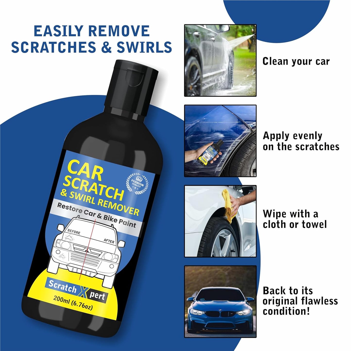Car Body Scratch Remover for All Colors (Pack of 2)| Ultimate Car Scratch Repair & Scuff Remover| Instant Auto Scratch Fix Kit